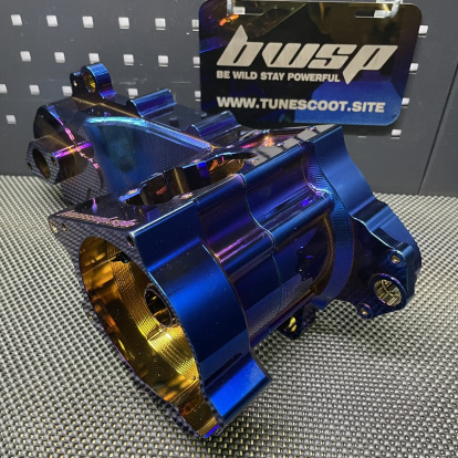 Dio50 180cc billet engine case Bwsp "Blitz" for electric starter in dark rainbow - pictures 6 - rights to use Tunescoot Dio50 180cc billet engine case Bwsp "Blitz" for electric starter in dark rainbow - pictures 6 - rights to use Tunescoot