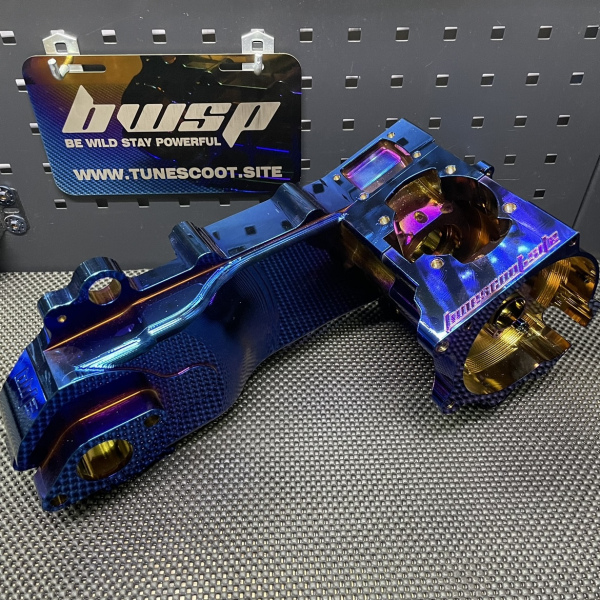 Dio50 180cc billet engine case Bwsp "Blitz" for electric starter in dark rainbow - pictures 2 - rights to use Tunescoot