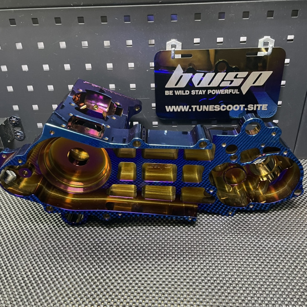 Dio50 180cc billet engine case Bwsp "Blitz" for electric starter in dark rainbow - pictures 3 - rights to use Tunescoot