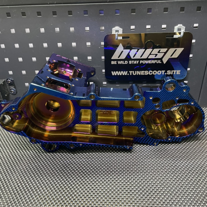 Dio50 180cc billet engine case Bwsp "Blitz" for electric starter in dark rainbow - pictures 3 - rights to use Tunescoot Dio50 180cc billet engine case Bwsp "Blitz" for electric starter in dark rainbow - pictures 3 - rights to use Tunescoot