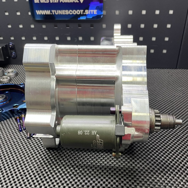 Billet engine case Dio50 Af18 Af27 with electric starter cnc machined for upgrade to 125cc "Bullet"  - pictures 4 - rights to us