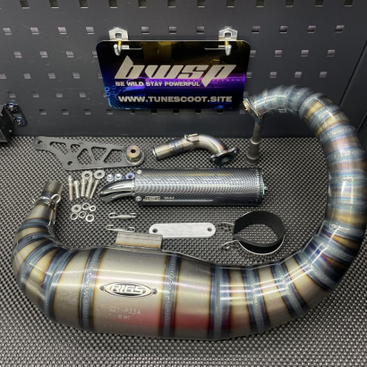 Dio50 exhaust pipe Rrgs 125cc "Snake" over rim muffler Jiso  - 1