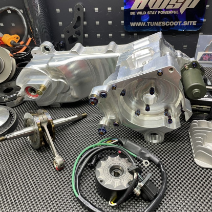 Engine kit 130cc a/c Dio50 with cylinder 56mm air cooling and crankshaft 53mm electric starter billet crankcase  - 17 Engine kit 130cc a/c Dio50 with cylinder 56mm air cooling and crankshaft 53mm electric starter billet crankcase  - 17