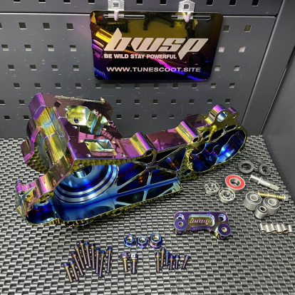 Dio 125cc billet engine case Bwsp "Bullet" for electric starter Dio50 in light rainbow  - pictures 1 - rights to use Tunescoot Dio 125cc billet engine case Bwsp "Bullet" for electric starter Dio50 in light rainbow  - pictures 1 - rights to use Tunescoot