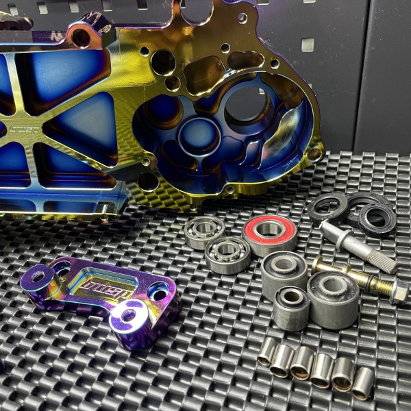 Dio 125cc billet engine case Bwsp "Bullet" for electric starter Dio50 in light rainbow  - pictures 11 - rights to use Tunescoot