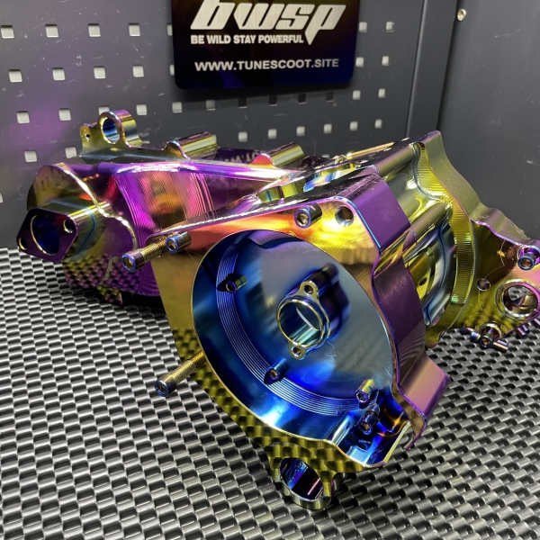 Dio 125cc billet engine case Bwsp "Bullet" for electric starter Dio50 in light rainbow  - pictures 7 - rights to use Tunescoot