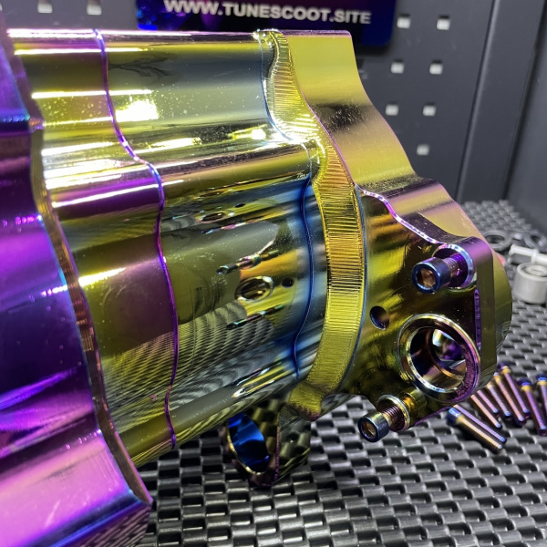 Dio 125cc billet engine case Bwsp "Bullet" for electric starter Dio50 in light rainbow  - pictures 8 - rights to use Tunescoot