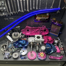 Dio 130cc l/c disassembled engine kit with billet crankcase “Pink panther” water cooled ceramic cylinder 56mm crankshaft 53mm -
