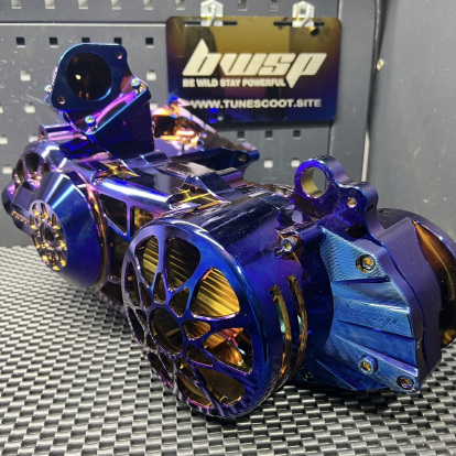 Dio50 125cc billet crankcase with CVT lid and manifold  - 2