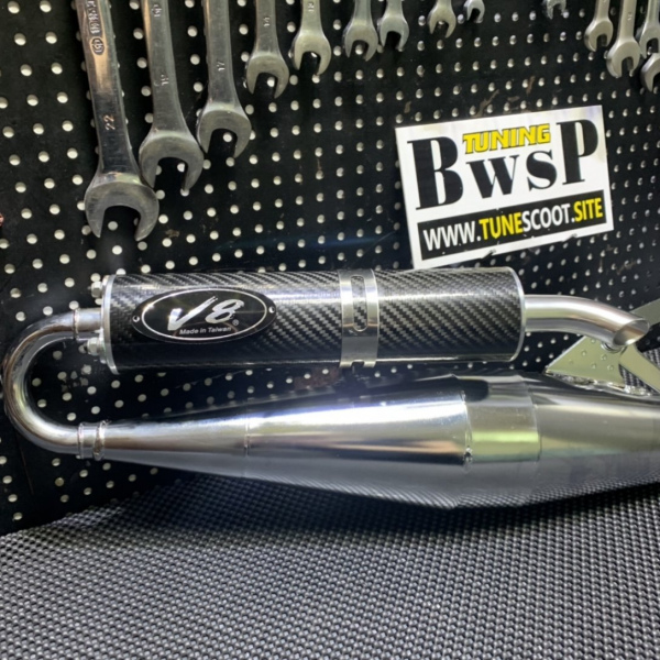 Exhaust pipe for Yamaha Jog90 Jog50 V8 with carbon tube  - pictures 4 - rights to use Tunescoot