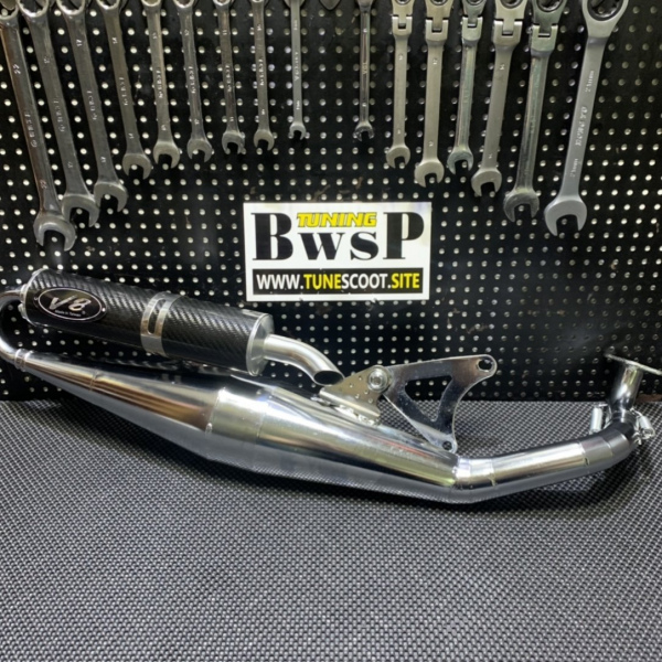 Exhaust pipe for Yamaha Jog90 Jog50 V8 with carbon tube  - pictures 3 - rights to use Tunescoot