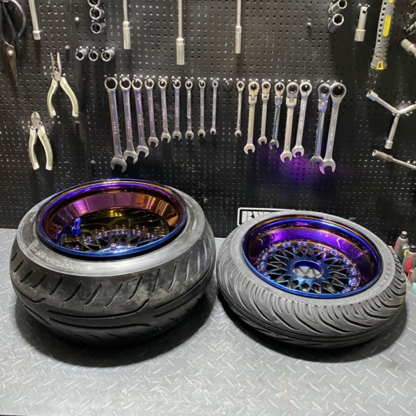 Wheels for Ruckus with Gy6-150 billet rims titanium color  - pictures 2 - rights to use Tunescoot