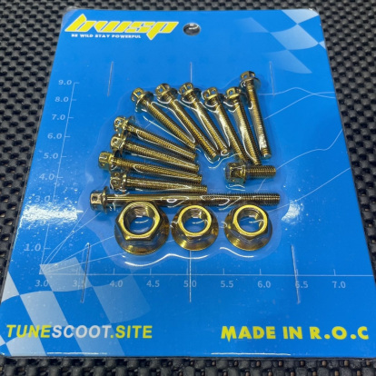 Bolts set with nuts for Dio50 CVT cover and transmission gears box lid  - pictures 1 - rights to use Tunescoot